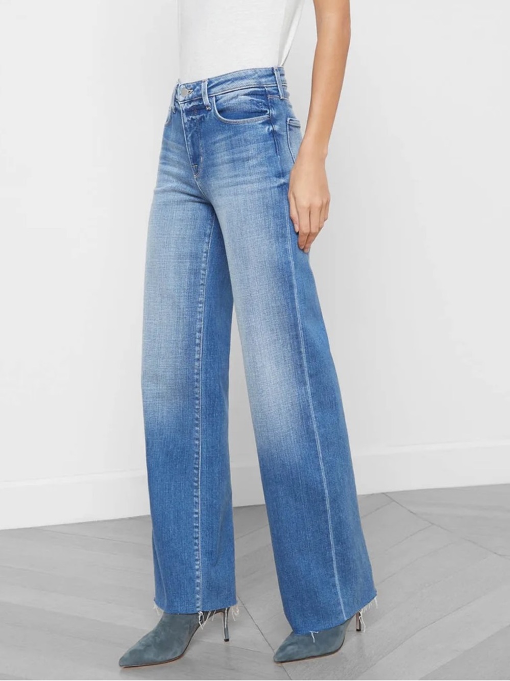 L'AGENCE Scottie Wide Leg High Rise Jeans in Hayward